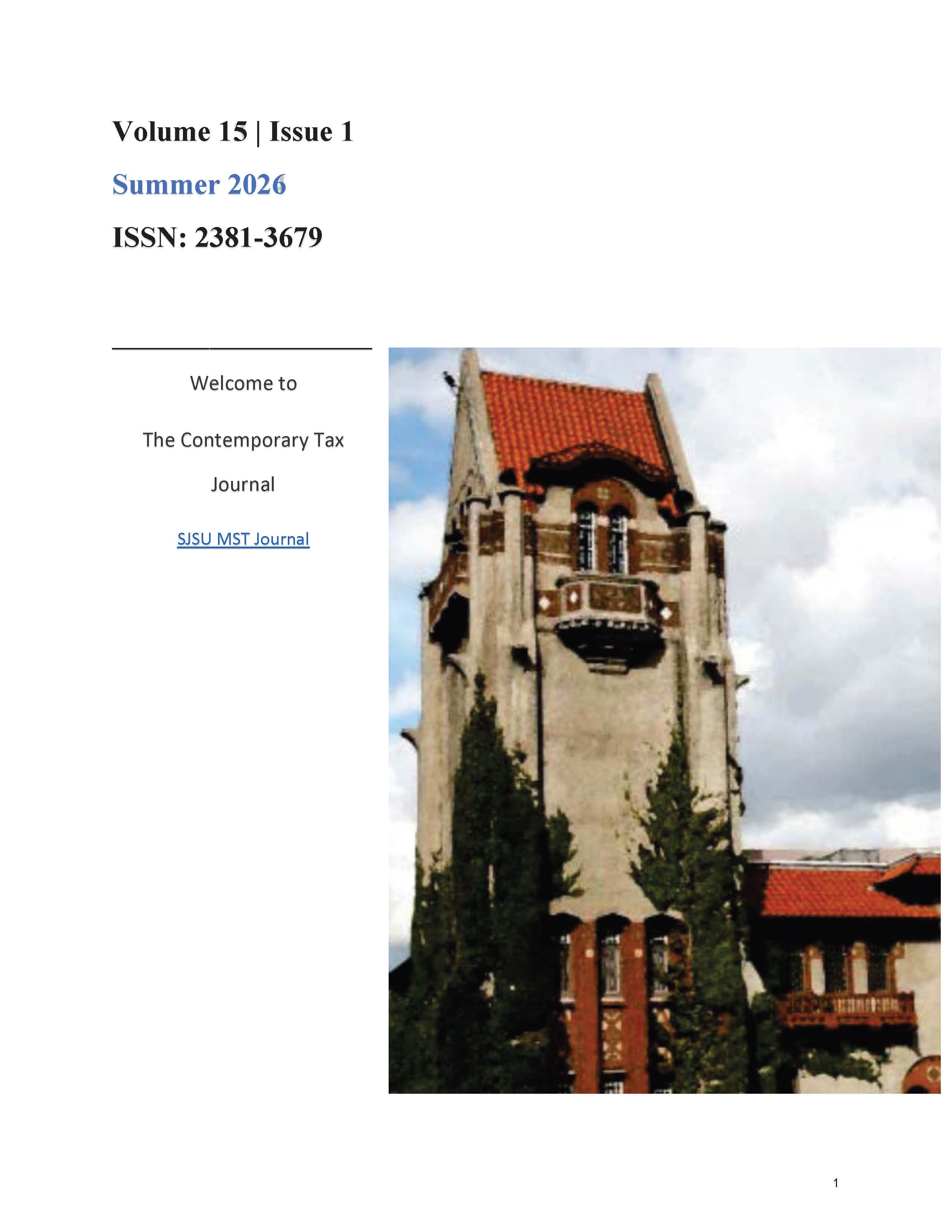 Cover page with picture of Tower Hall