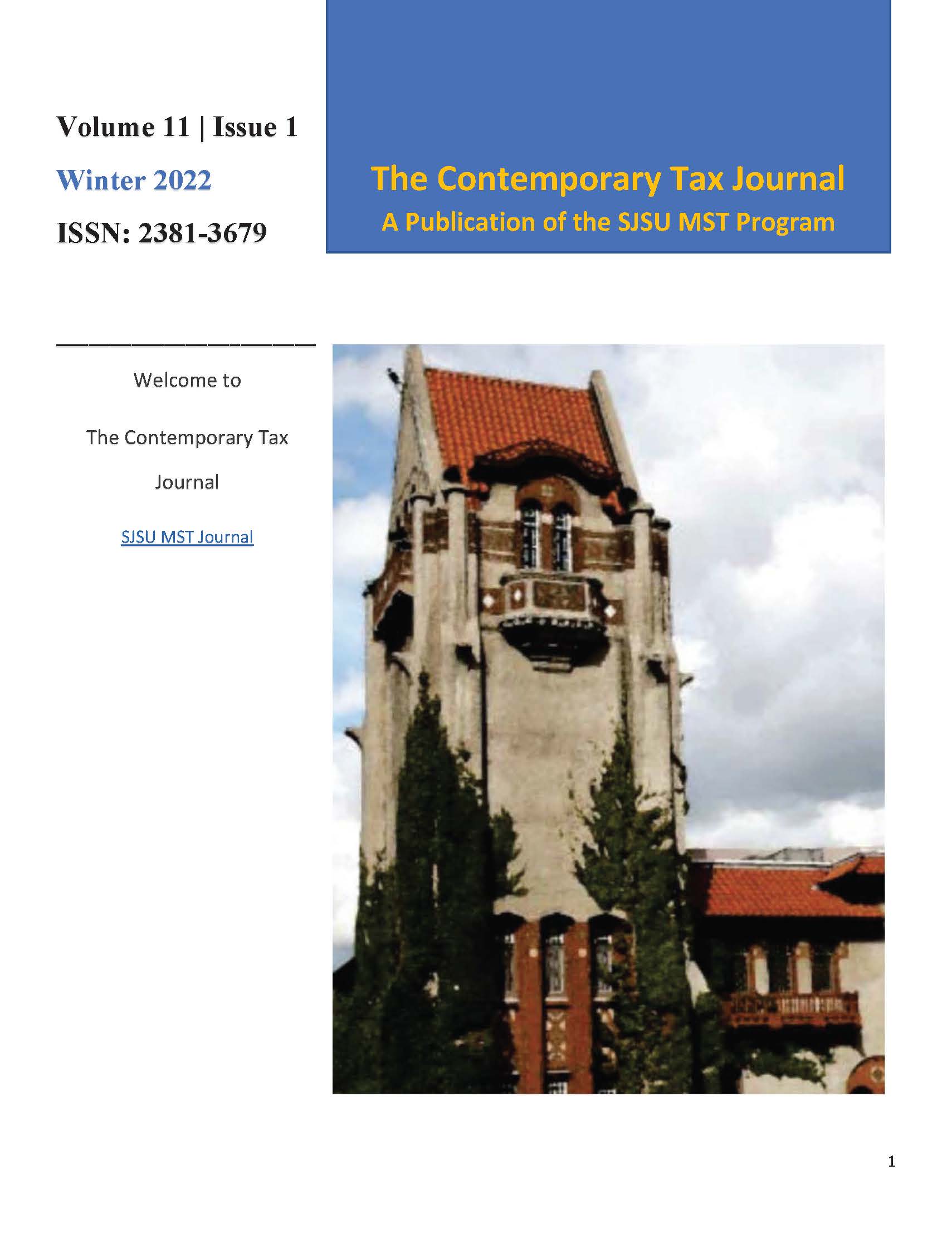 Cover page with picture of Tower Hall