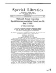 Special Libraries, September 1922 by Special Libraries Association